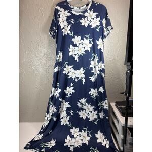 Hount Women's Summer Short Sleeve Floral Flowy Casual Long Maxi Dress Size Large